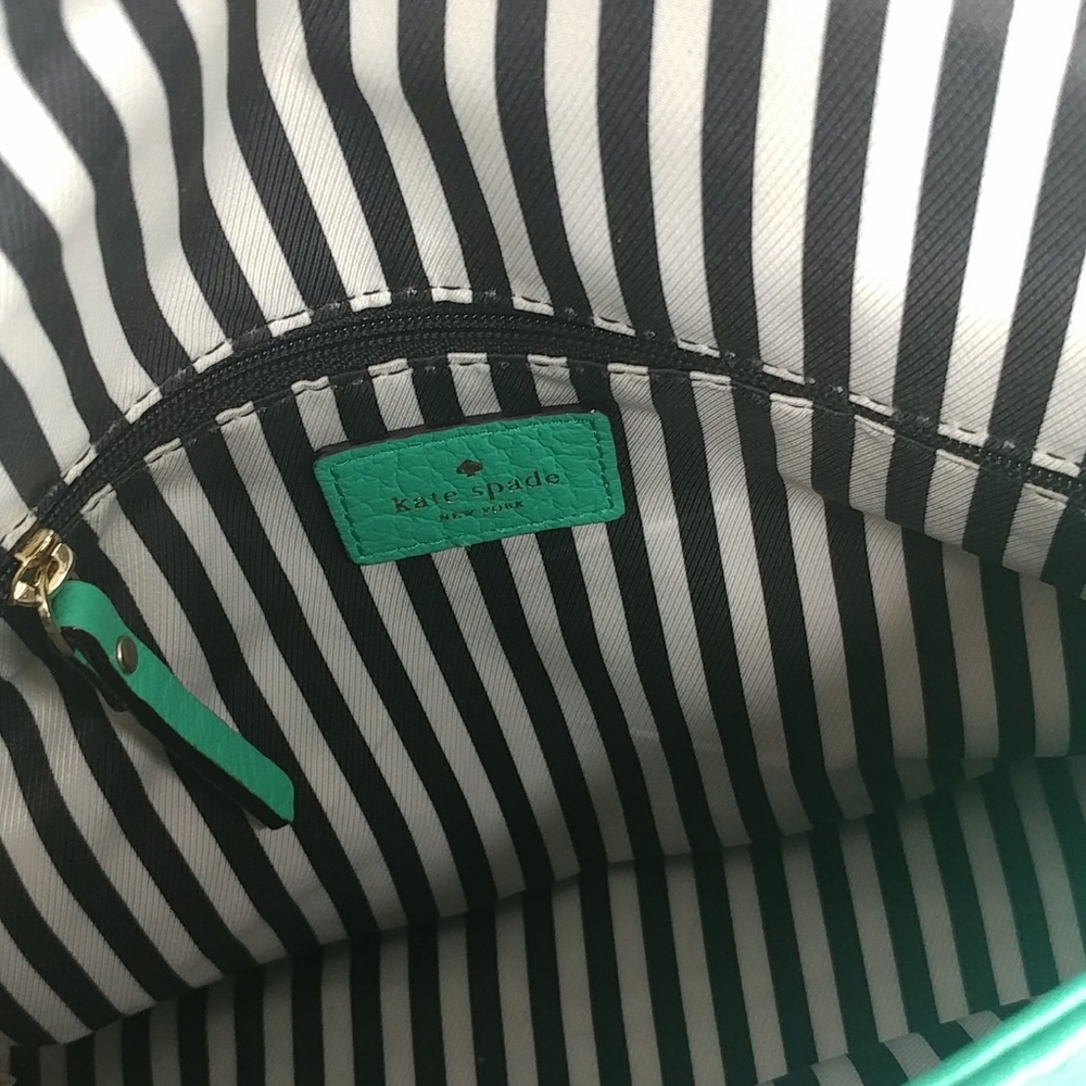 kate spade turquoise pebbled leather satchel with tassel - Picture 7 of 14